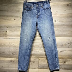 Levi's Wedgie High Rise Ankle Button Fly Distressed Blue Jeans Size 25 (26x27.5)